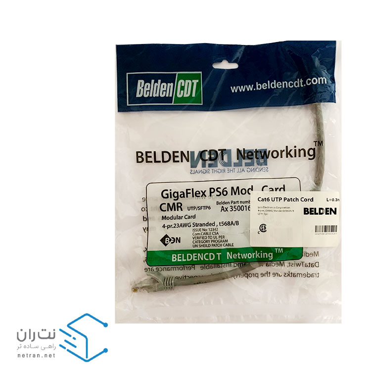 پچ کورد بلدن (کابل لن) Cat6 UTP با متراژ 30 سانتی متری (در 8 رنگ)-2